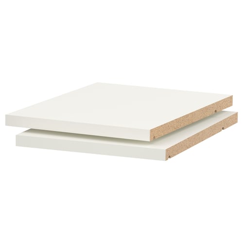 White UTRUSTA melamine shelf, rectangular, thick, durable.