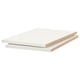 White melamine UTRUSTA shelves, rectangular, thick, sturdy, scratch-resistant.
