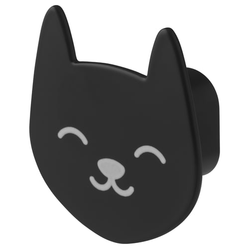Black cat hook - sleek, glossy aluminium, decorative & practical.