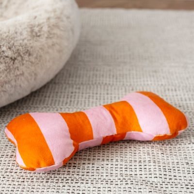 UTSÅDD Soft toy for dog, stripe/light pink bright orange