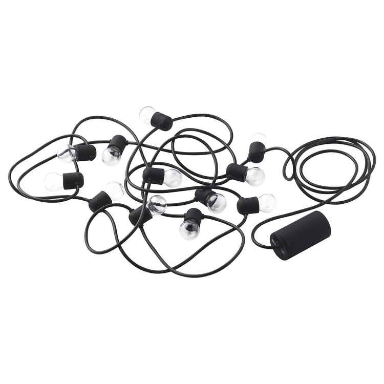 UTSUND LED string light with 12 lights, outdoor, battery operated black IKEA