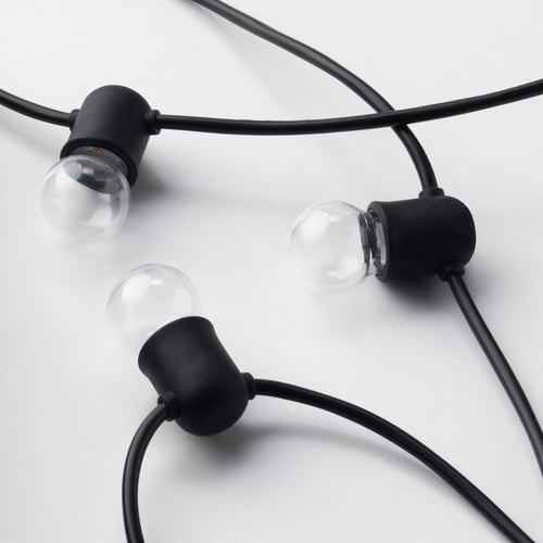 UTSUND LED string light with 12 lights, outdoor, battery operated black IKEA