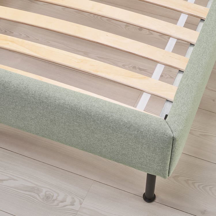 VADHEIM upholstered bed frame, Gunnared light green, King IKEA