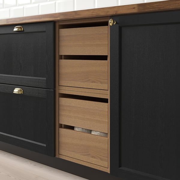 VADHOLMA Drawer unit, brown/stained ash, 15x14 3/8x15 "