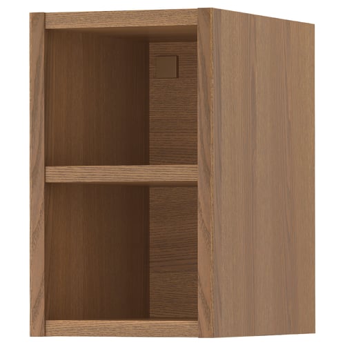 A VADHOLMA wood storage cube in a natural ash finish. It has an open design with two shelves.