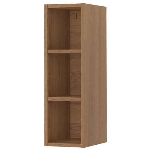 Wooden VADHOLMA storage unit in oak with 3 open shelves, perfect for display.