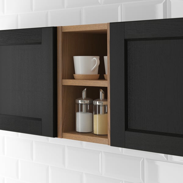 VADHOLMA Open storage, brown/stained ash, 9x14 3/8x15 "