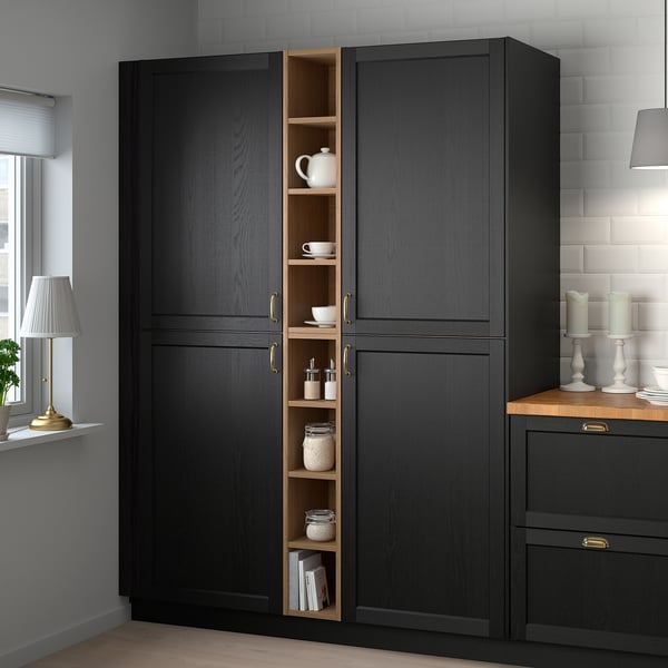 VADHOLMA Open storage, brown/stained ash, 9x14 3/8x40 "