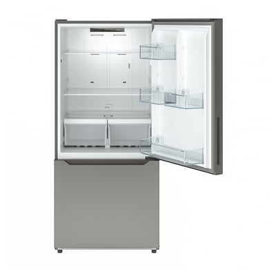 VÄLGRUNDAD Bottom-freezer refrigerator, Stainless steel, 19 cu.ft