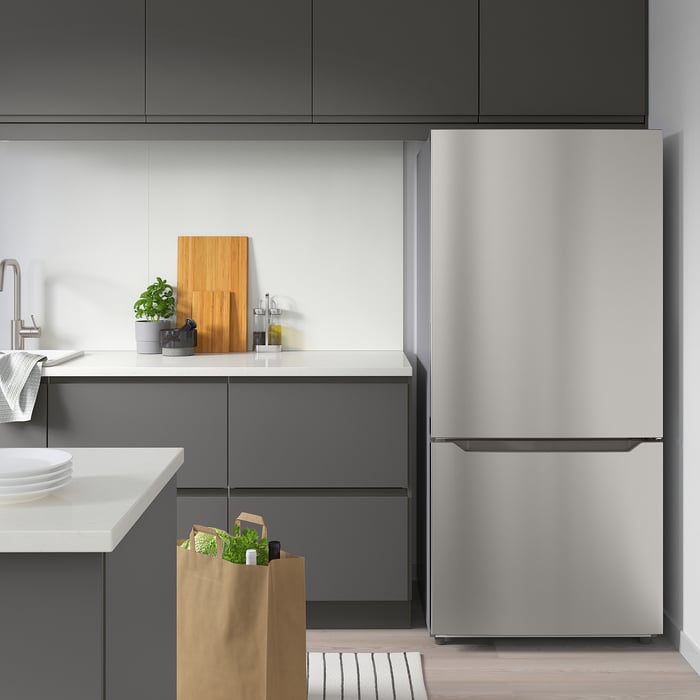 VÄLGRUNDAD bottomfreezer refrigerator, Stainless steel, 19 cu.ft IKEA