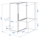 VÄLGRUNDAD Bottom-freezer refrigerator, Stainless steel, 19 cu.ft