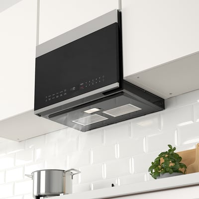 UNDANTAG Wall mounted range hood, Stainless steel/glass - IKEA