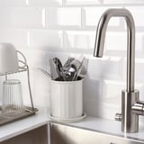 VÄLVÅRDAD Utensil holder, beige/galvanized, 5 "