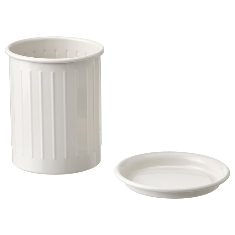 VÄLVÅRDAD utensil holder, beige/galvanized, 5" IKEA