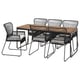 VÄSMAN / TALLSKÄR Table+6 armchairs, outdoor, extendable light brown stained/anthracite Kuddarna light gray-beige, 53 1/8x74 3/4/29 1/8 "