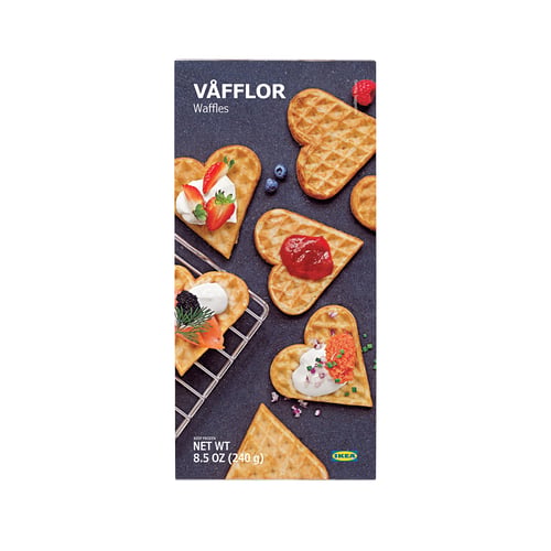 IKEA VÅFFLOR waffles: heart-shaped waffles box with toppings, 8. 5 oz.