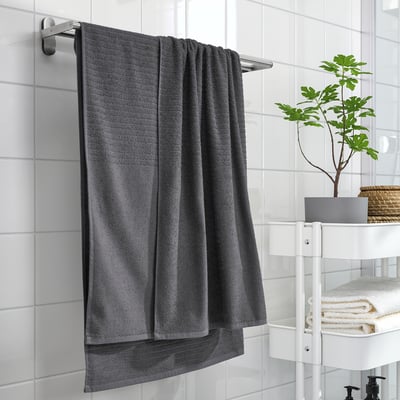 VÅGSJÖN Bath sheet, dark gray, 39x59 "