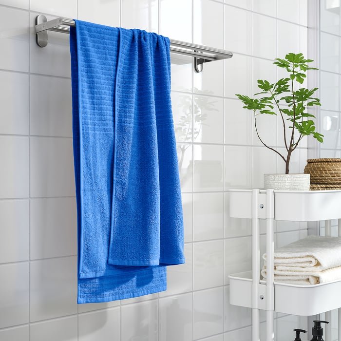 VÅGSJÖN bath towel, bright blue, 28x55" IKEA