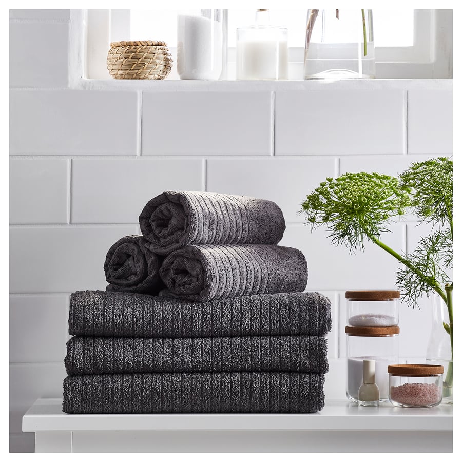 VÅGSJÖN Bath towel, dark gray, 28x55" - IKEA