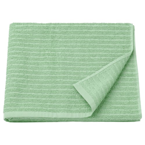 VÅGSJÖN towel, light green, folded, soft cotton, ribbed texture.