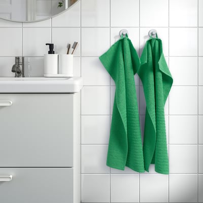 VÅGSJÖN Hand towel, bright green, 16x28 "