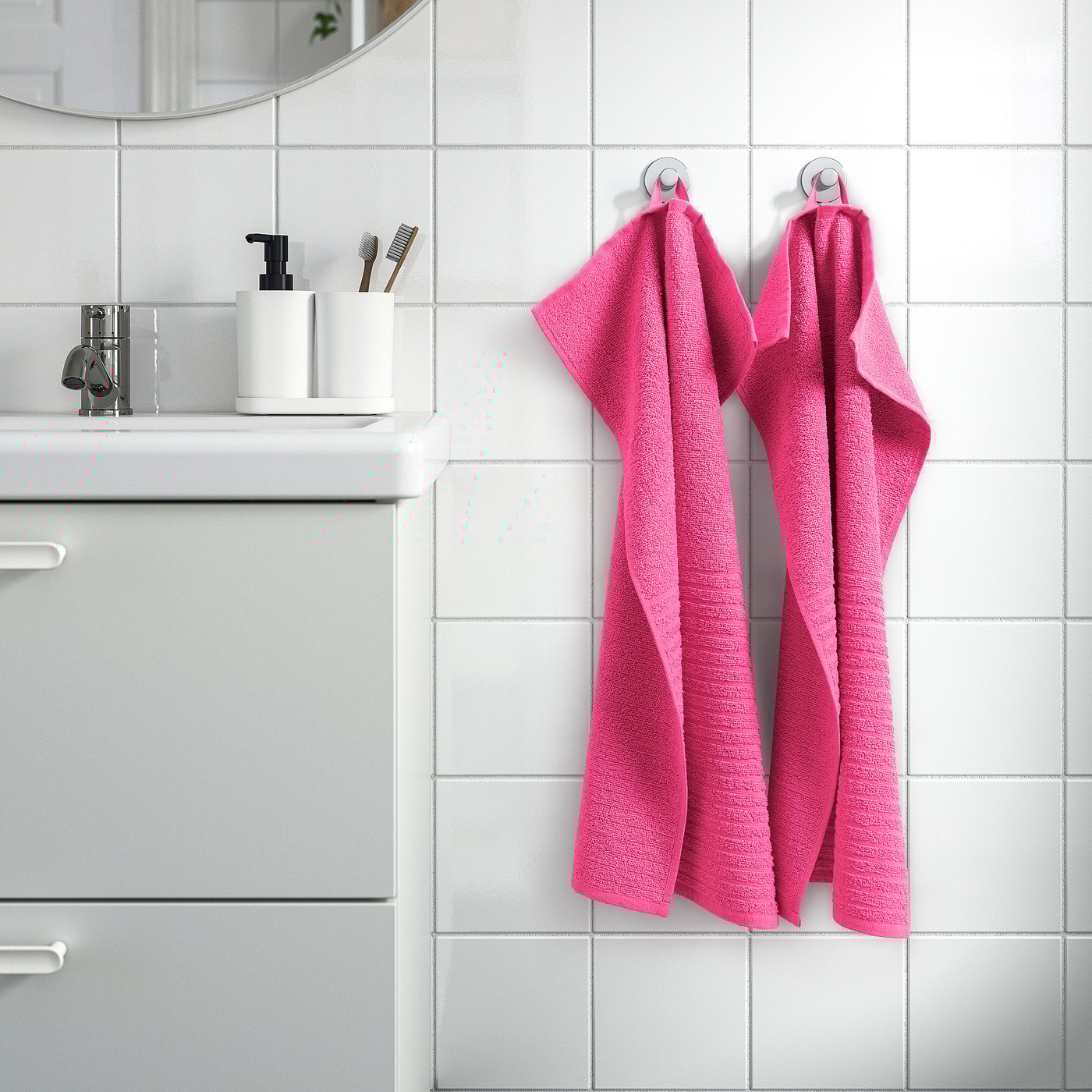 VÅGSJÖN hand towel, bright pink, 16x28" IKEA