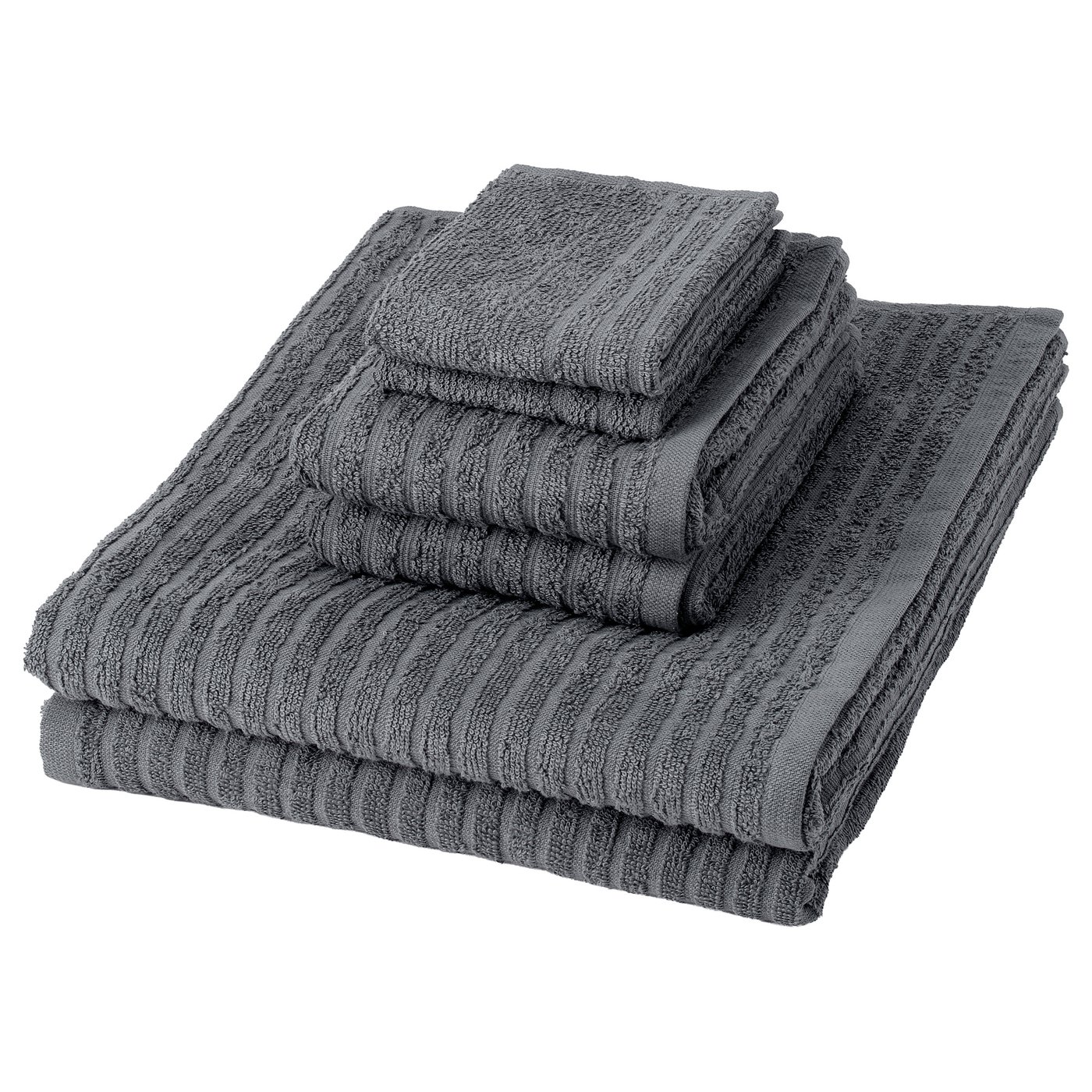 VÅGSJÖN towel, set of 6, dark gray, 12x12
