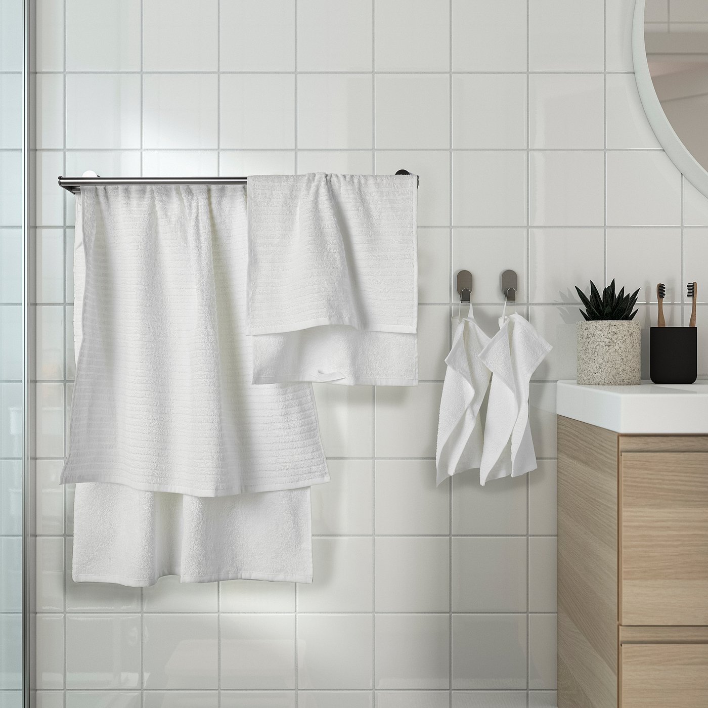 VÅGSJÖN towel, set of 6, white, 12x12