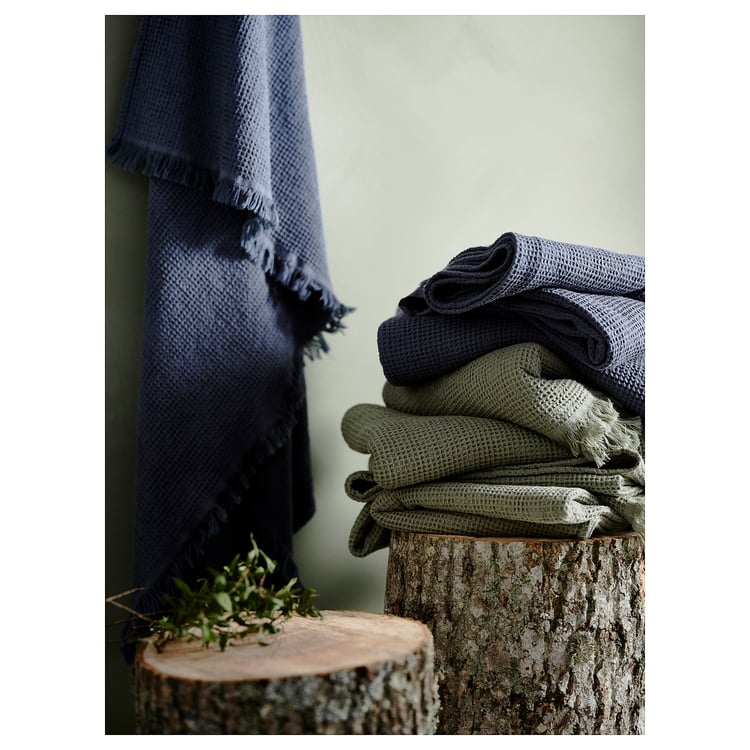 VALLASÅN Bath towel, dark blue, 28x55" IKEA