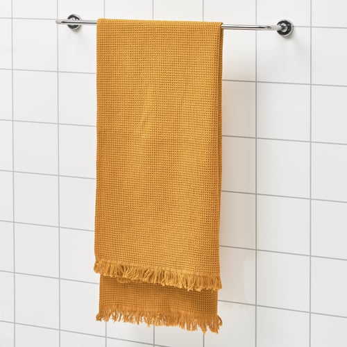 VALLASÅN Bath towel, dark yellow, 28x55" IKEA