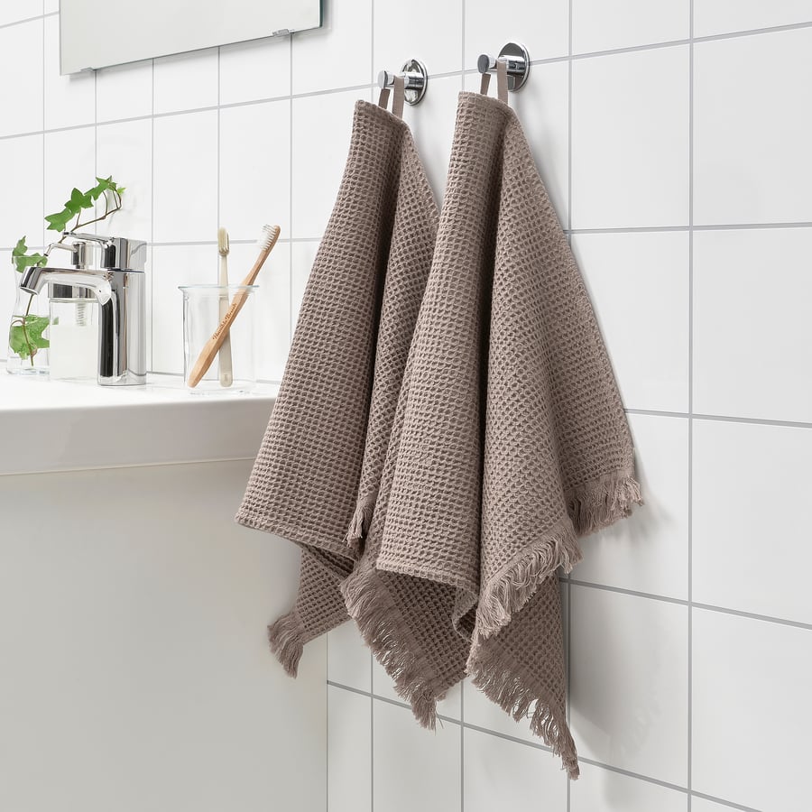 VALLASÅN hand towel, light gray/brown, 16x28" IKEA
