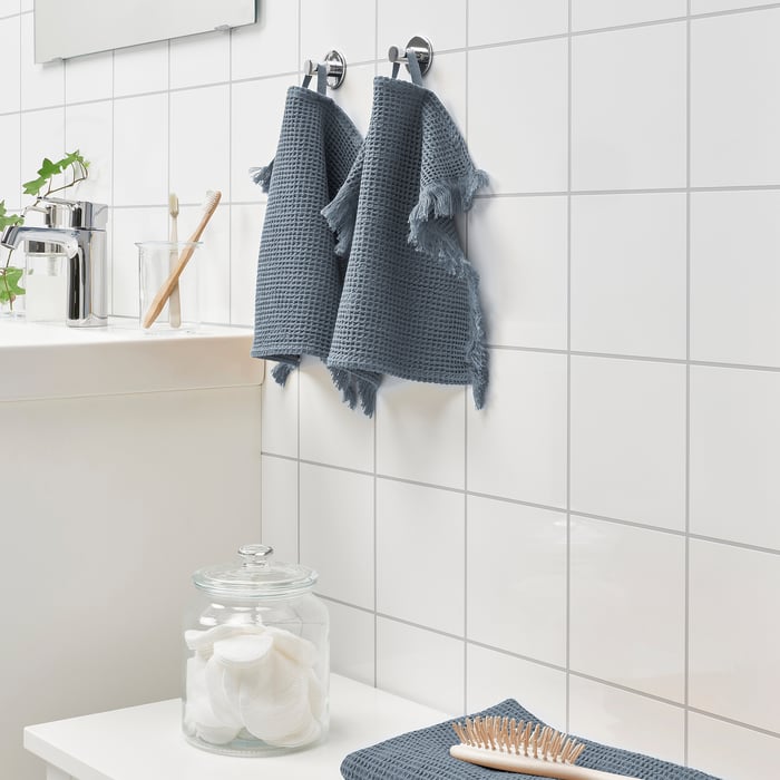 VALLASÅN Washcloth, dark blue, 12x12" IKEA