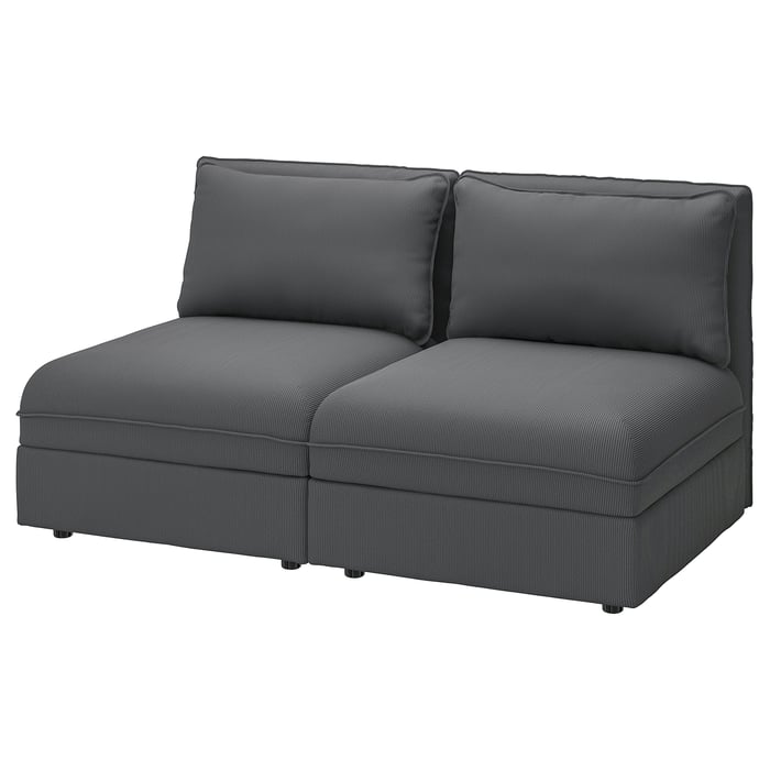 VALLENTUNA Modular loveseat - with storage/Kelinge anthracite - IKEA