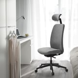 VALLFJÄLLET Office chair with headrest, Gunnared gray