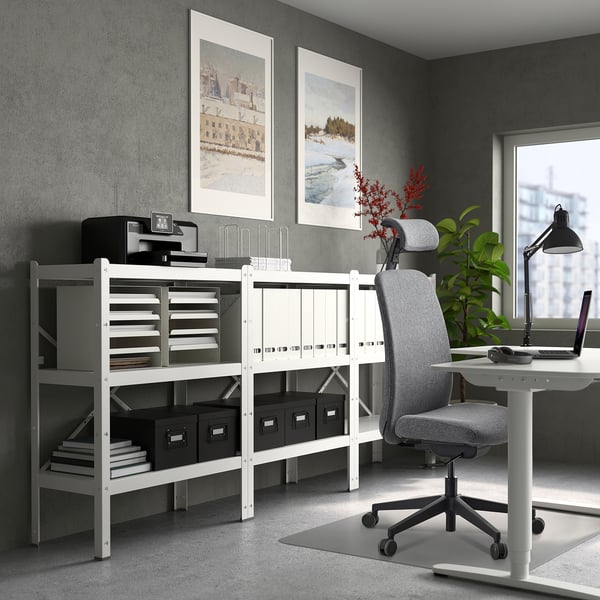 VALLFJÄLLET Office chair with headrest, Gunnared gray