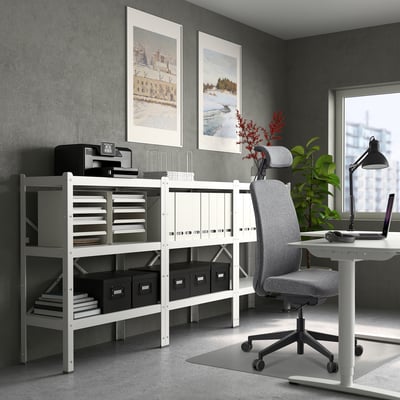 VALLFJÄLLET Office chair with headrest, Gunnared gray