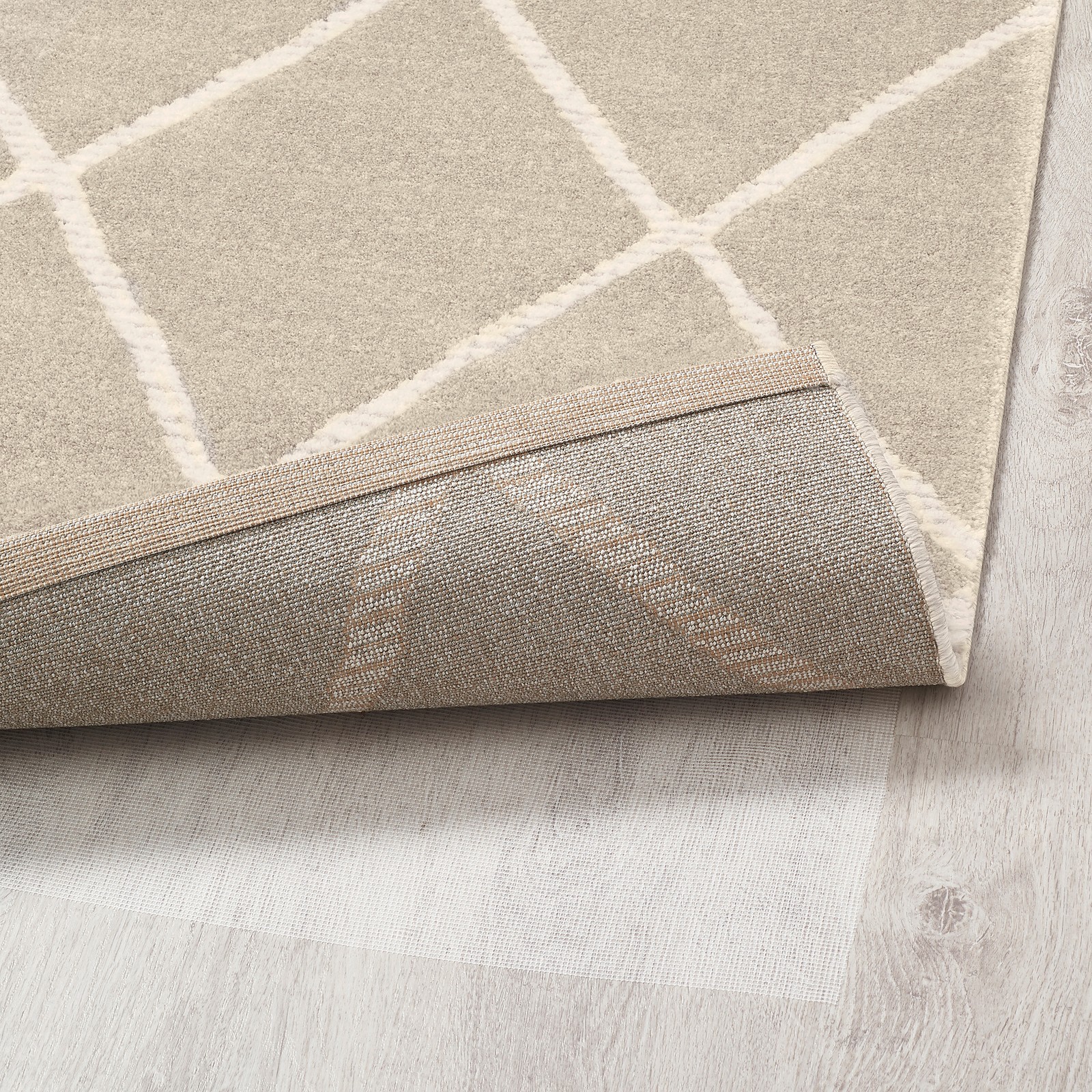 VANTORE Rug, low pile, beige, white diamond pattern, 7 ' 10"x9 ' 10" IKEA