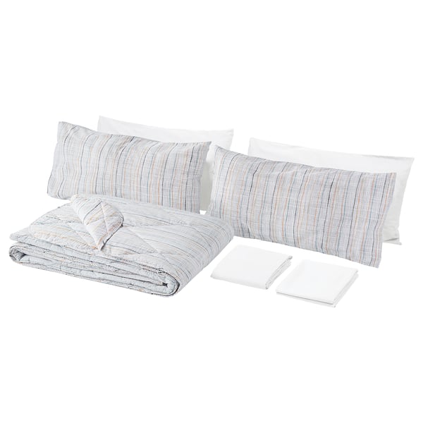 Varart Comforter Set 7 Pieces White Gray Queen Ikea