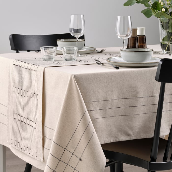 VÅRARV table runner, dark gray/natural, 14x59" IKEA