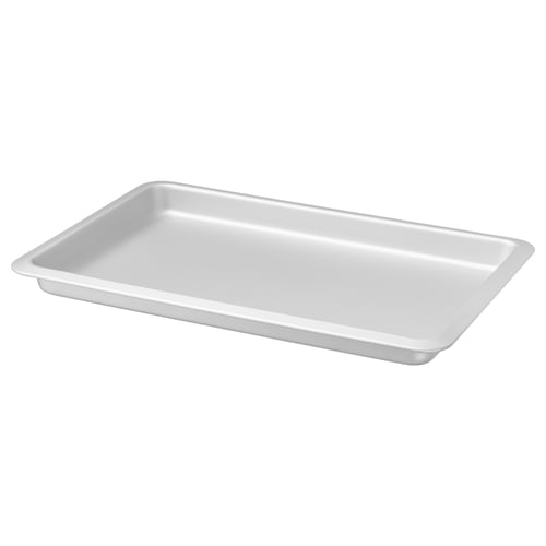 Silver VARDAGEN baking tray, rectangular shape, anodized aluminium surface.
