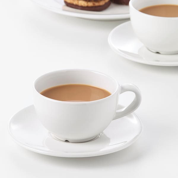 VARDAGEN Coffee cup and saucer, offwhite IKEA