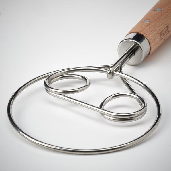 VARDAGEN Dough whisk, stainless steel/beech, 10 1/4 "