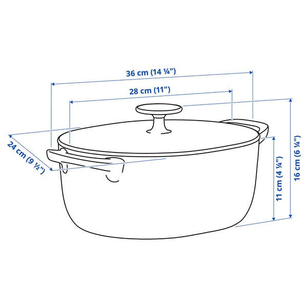 VARDAGEN Pot with lid, enamelled cast iron light beige/dark gray-blue, 5.3 qt