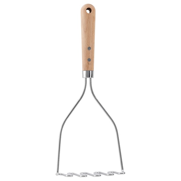 VARDAGEN Potato masher, stainless steel/beech, 12 "