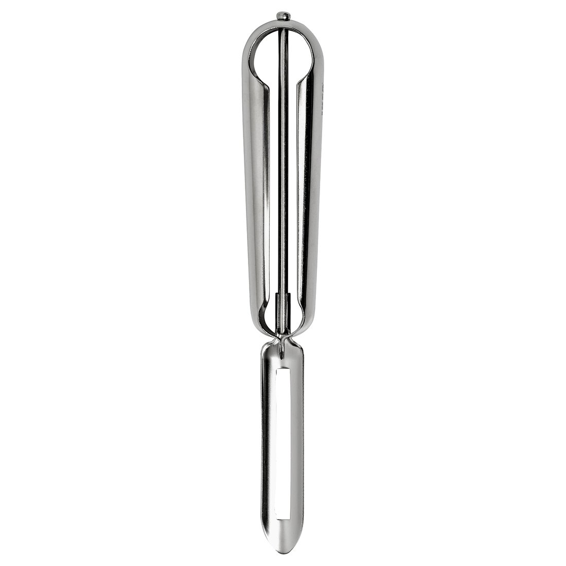 Silver VARDAGEN potato peeler with stainless steel handle and blade, curved design.