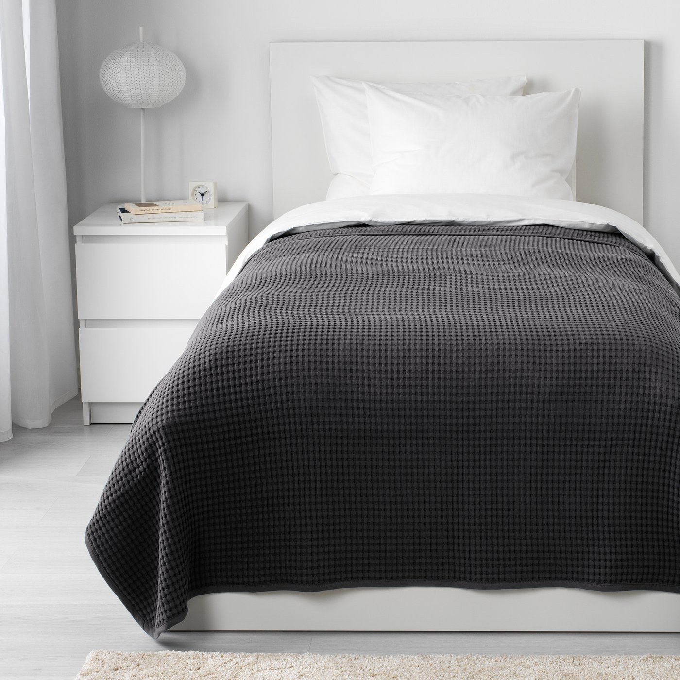 VÅRELD Bedspread, dark gray, 59x98" IKEA