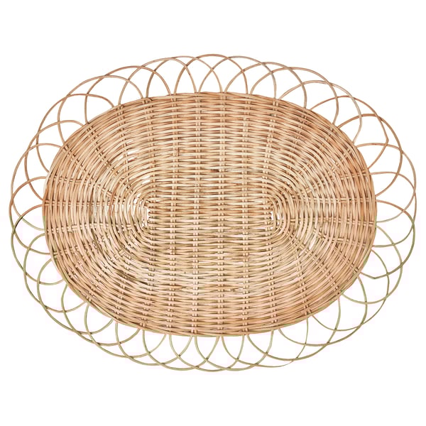 VARGFISK Placemat, natural/rattan handmade, 13 ¾ "