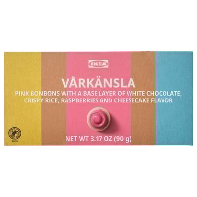 VÅRKÄNSLA Gift box with chocolate pralines, white chocolate pralines raspberry cheesecake flavor, 3 oz