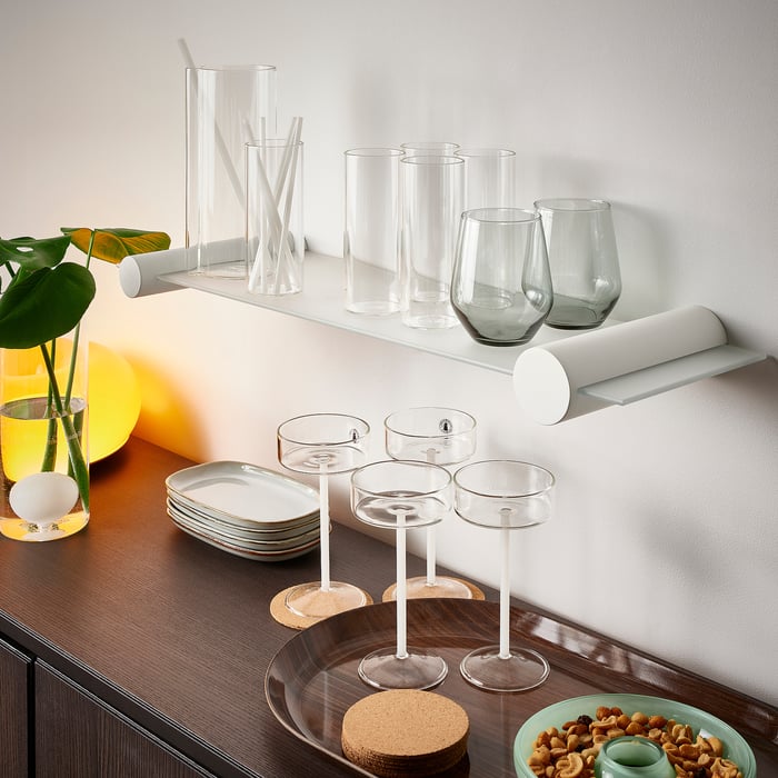 VARMBLIXT Glass shelf, frosted glass/white, 271/2" IKEA