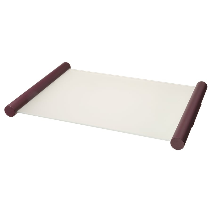 VARMBLIXT Tray, frosted glass/dark red, 133/8x187/8" IKEA